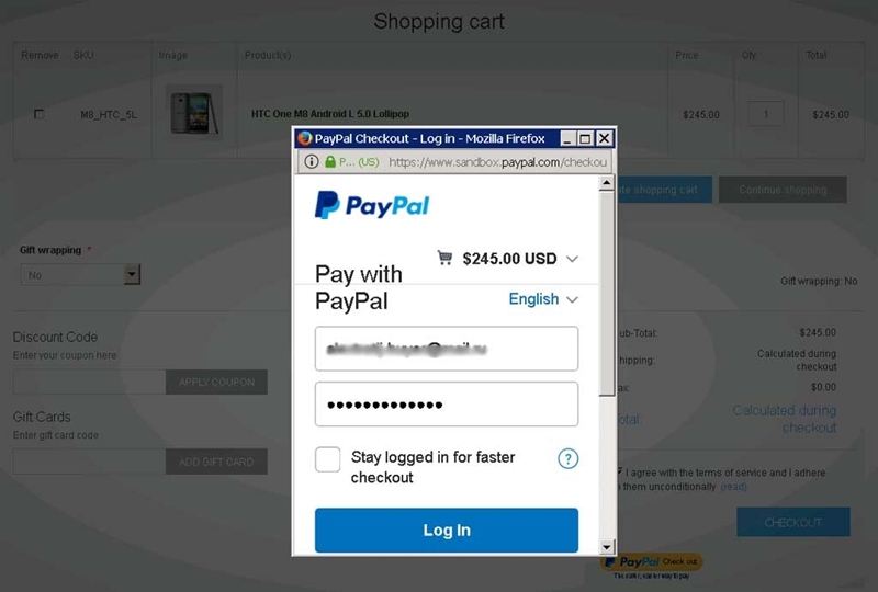 Picture of PayPal Express Checkout