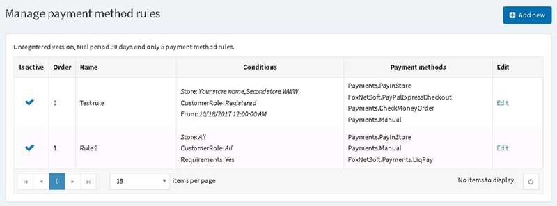 Picture of Payment Method Restrictions