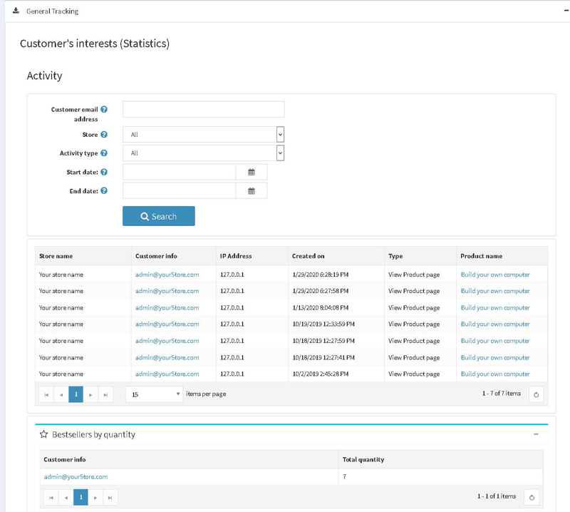 Picture of General Tracking (Customer's Interests)