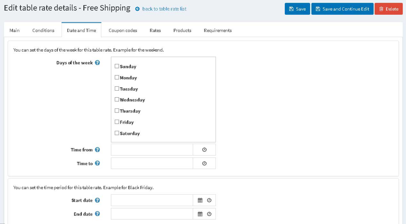 Picture of Table Rate Shipping