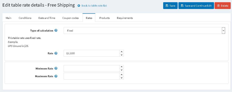 Picture of Table Rate Shipping