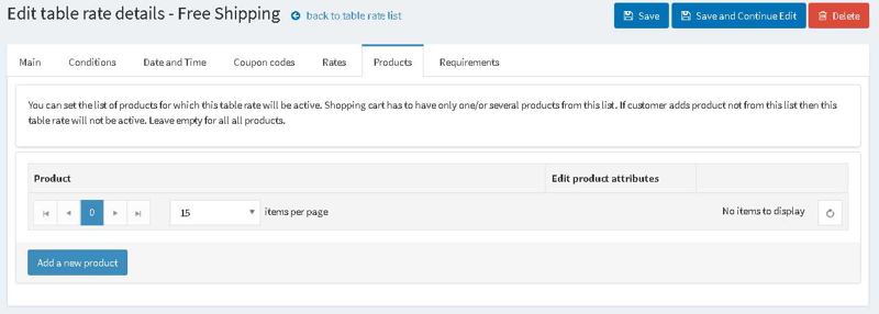 Picture of Table Rate Shipping