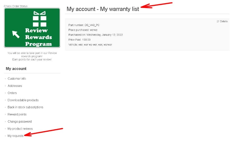 Picture of Warranty Registration Form