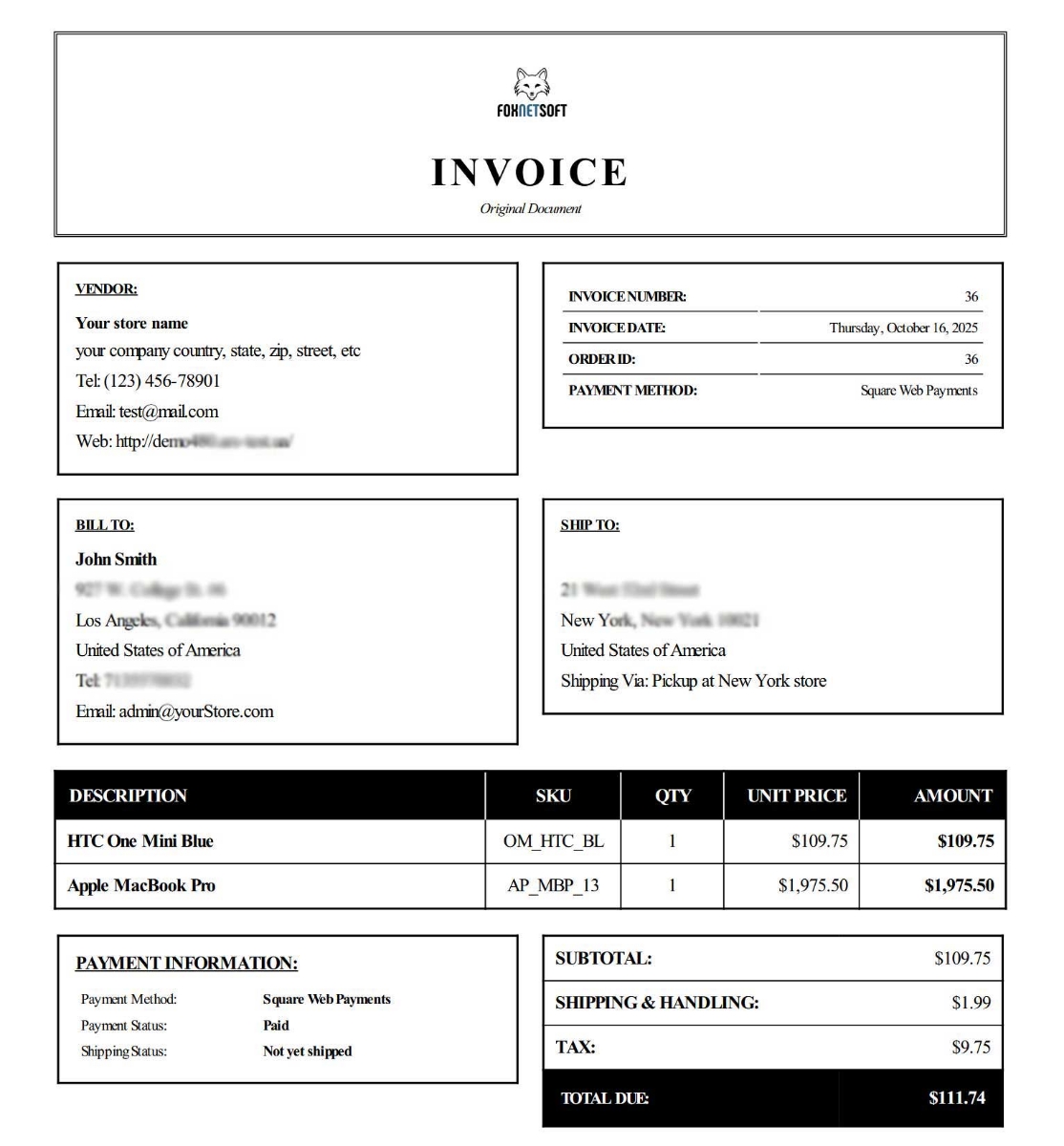 Picture of PDF Invoice Generator