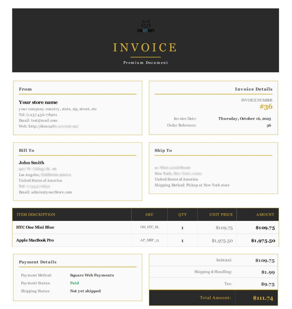 Picture of PDF Invoice Generator