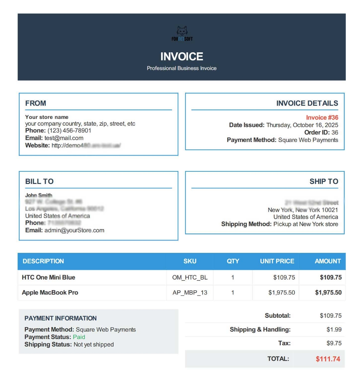 Picture of PDF Invoice Generator